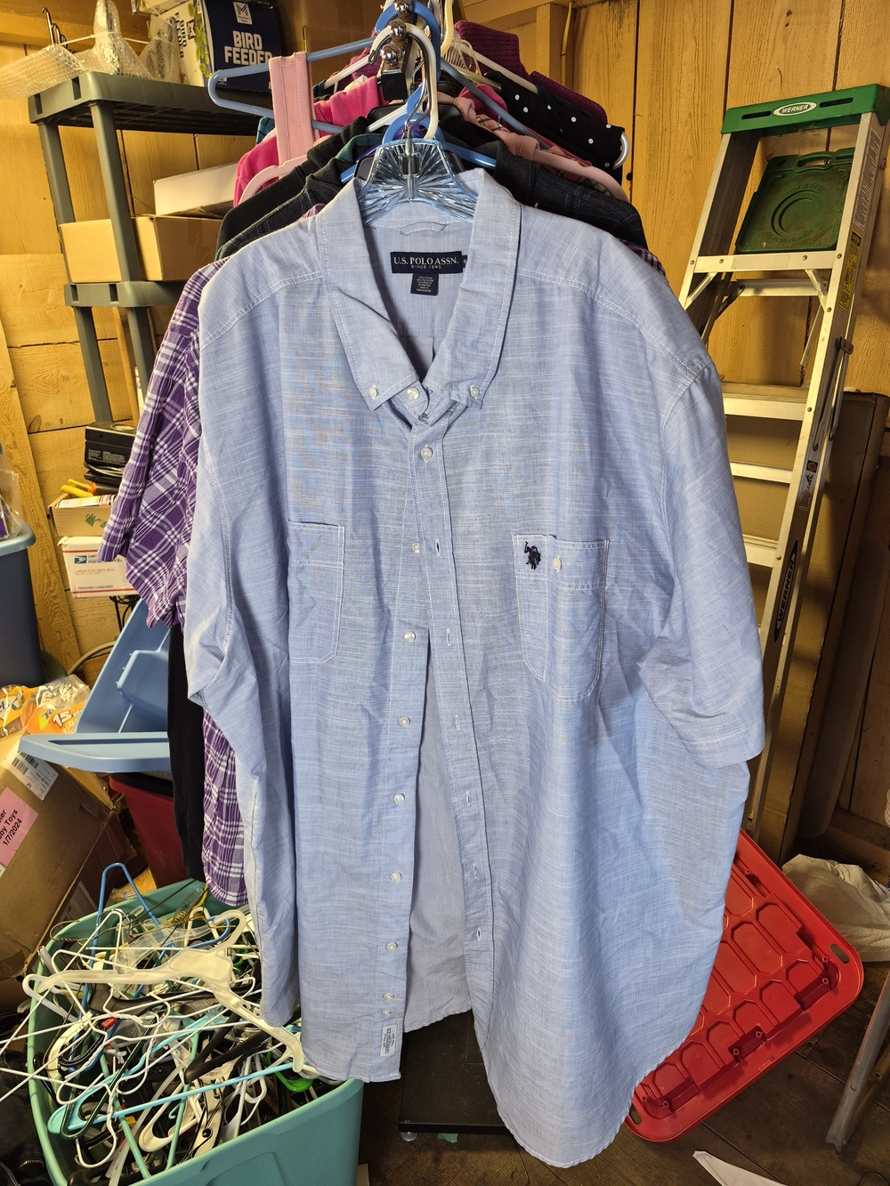 U.S. Polo Assn. Light Blue Short-Sleeve Button-Down Shirt Bin 66